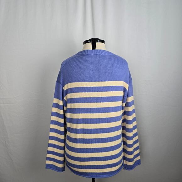 Heyson Tight Knit Sweater Women's L Purple & Light Cream Stripe Long Sleeve - Picture 6 of 16